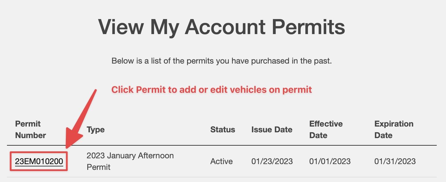 View my account permits